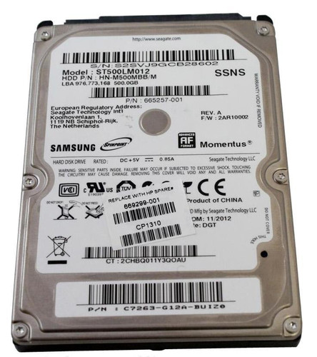 HDD 500GB SATA 5400RPM 2.5 NOTEBOOK (669299-001) - RECERTIFIED HDD 500GB SATA 5400RPM 2.5 NOTEBOOK (669299-001) - RECERTIFIED