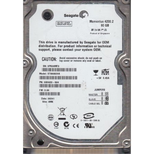 SEAGATE ST980829A MOMENTUS 80GB 4200RPM IDE/ATA-100 8MB BUFFER 2.5INCH INTERNAL HARD DISK DRIVE FOR NOTEBOOK. (ST980829A) - RECERTIFIED