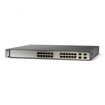 Cisco Catalyst 3750G-24PS-S with 24 Ethernet 10/100/1000 ports with IEEE 802.3af and Cisco prestandard PoE and four SFP uplinks (WS-C3750G-24PS-S) - RECERTIFIED