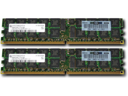 HP 375004-S21 4GB (2X2GB) 400MHZ PC2-3200 CL3 ECC REGISTERED DDR2 SDRAM DIMM GENUINE HP MEMORY KIT FOR HP PROLIANT SERVER DL580 G4 ML570 G3 BL20P G3.