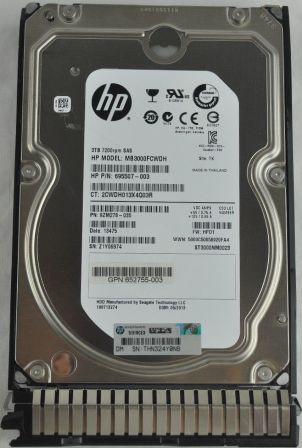 HP MB3000FCWDH 3TB 7200RPM 3.5INCHES HOT SWAP SAS 6GBPS HARD DRIVE WITH TRAY.
