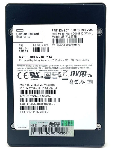 Samsung PM1723B MZWLL3T8HAJQ-000H3 - SSD - 3.84 TB - PCIe 3.0 x4 (NVMe) - HPE OEM Refurbished