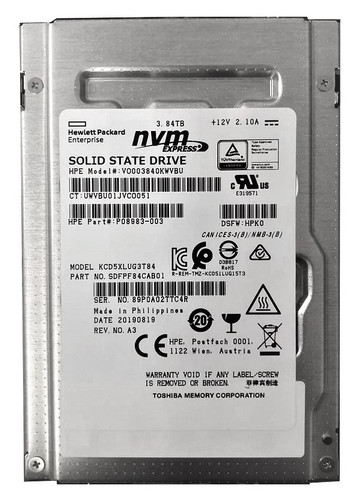 Kioxia CD5 SDFPF84CAB01 - SSD - 3.84 TB - PCIe 3.0 x4 (NVMe) - HPE OEM Refurbished Kioxia CD5 SDFPF84CAB01 - SSD - 3.84 TB - PCIe 3.0 x4 (NVMe) - HPE OEM Refurbished