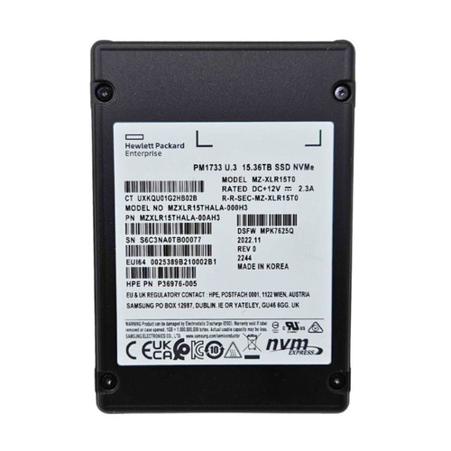 Samsung MZXLR15THALA-00AH3 15.36TB PCIe Gen4.0 x4 (NVMe) PM1733 SSD Samsung MZXLR15THALA-00AH3 15.36TB PCIe Gen4.0 x4 (NVMe) PM1733 SSD