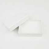 The #32 size jewellery boxes ( 3 1/16" x 2 1/8" x 1") is ideal for small charms or earrings. These white boxes come with a white fiber insert. Recyclable and reusable.