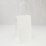 The 5.75" x 3.25" x 8.25" (mini size) paper shopping bags in white paper are ecofriendly, 100% recyclable and biodegradable