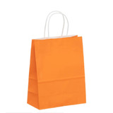 The 8.25" x 4.25" x 10.5" (small size) colored paper shopping bags on white paper are ecofriendly, printed with water-based ink, 100% recyclable and biodegradable