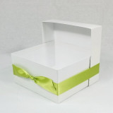The 9" x 9" x 4 1/2" rigid gift boxes, in kraft and white, are ecofriendly, reusable, made from recycled content and are biodegradable.