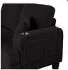 Black Corduroy Plush Couch Sofa USB-A & USB-C Charging Port