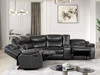 Dark Grey Breathable Leatherette Couch Sofa Recliner With Cup Holders & Console