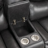 Dark Grey Breathable Leatherette Couch Sofa Recliner With Cup Holders & Console