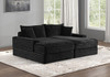Versoix Black Padded Chenille Double Chaise Couch Lounge Sofa Love Seat w/ USB