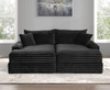 Versoix Black Padded Chenille Double Chaise Couch Lounge Sofa Love Seat w/ USB