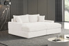 Versoix White Padded Chenille Double Chaise Couch Lounge Sofa Love Seat w/ USB