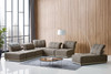 Modern Brown & Beige Fabric Modular Couch Sectional Sofa