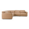 Modern Brown Leather Sectional Sofa w/ 3 Recliners