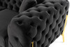 Transitional Button Tufted Black Velvet Sectional Couch Sofa