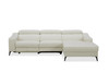 Top Grain Leather Modern L-Shape RAF White Leather Sectional Sofa with 1 Recliner