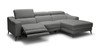 Top Grain Leather Modern L-Shape RAF Grey Leather Sectional Sofa with 1 Recliner