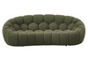 Hexagonal Tufted Seat Modern Curved Green Fabric Loveseat