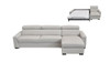Full Genuine Leather Modern Light Grey Leather Reversible Sectional Sofa Bed with Storage