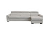 Full Genuine Leather Modern Light Grey Leather Reversible Sectional Sofa Bed with Storage