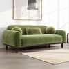 Mid-Century Modern Chenille, Faux Fur Olive Green Couch Sofa