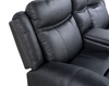Black Leatherette Drop-Down Table With Cup Holders Recliner Couch Sofa