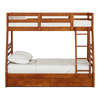 Twin/Full Oak Finish Wood Bunk Bed Frame with Two Drawers Included