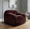 Furniture of America Faux Fur Accent Chair – Oversized Plush Compressed Lounge Seating Red Wine FM67009RD-CH