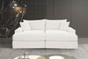 Furniture of America White Padded Chenille Couch Sofa Chaise Lounge FM6900WH-PK