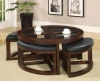 Furniture of America - Crystal Cove II Round Coffee Table w/ 4 Stools in Dark Walnut