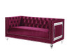 Heibero Burgundy Velvet Tufted Couch Loveseat with Mirrored Trim Accent
