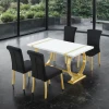 Furniture of America - Holstebro - 5 Pc. Dining Table Set, Gold - 60"/Gold Chair - Gold/White/Black