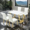 Furniture of America - Holstebro - 5 Pc. Dining Table Set, Gold - 60"/Gold Chair - Gold/White