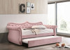 Pink Velvet Twin Size Daybed Trundle Tufted Bling Accents