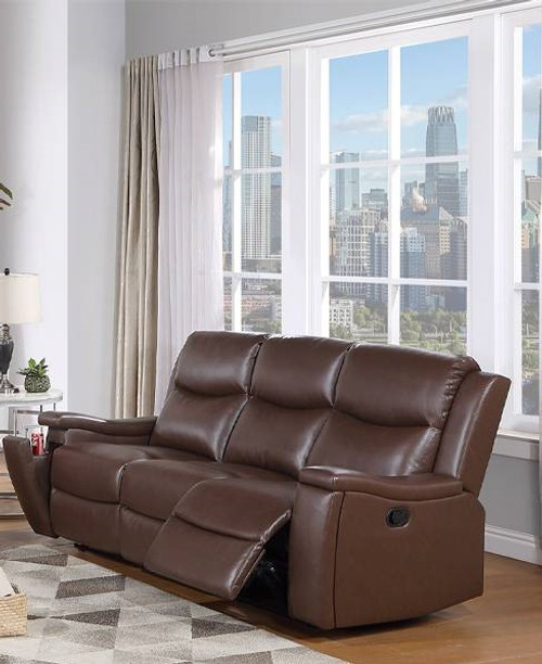 Camel Faux Leather Manual Motion Sofa Recliner