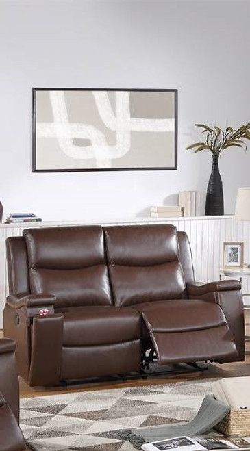 Camel Faux Leather Manual Motion Loveseat Recliner