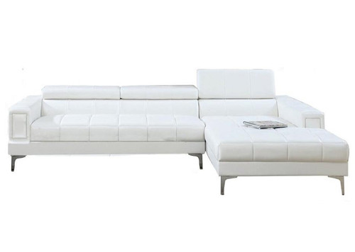 White Faux Leather Modern L Couch Sofa Sectional