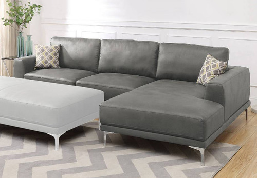 Antique Gray Gel Leather Finish Couch Sofa Sectional