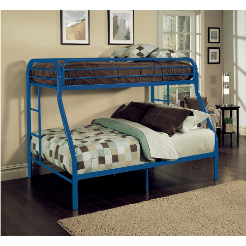 Tritan Blue Metal Twin/Full Bunk Bed Frame
