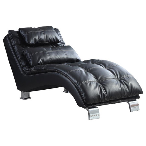 Black Tufted Back Upholstered Chaise Chair