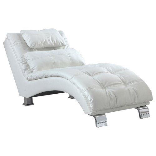 White Tufted Back Upholstered Chaise Chair