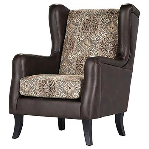 Wingback Accent Club Chair Two-Tone Brown