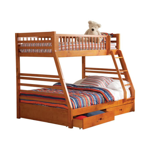 Twin Over Full 2-drawer Bunk Bed Honey