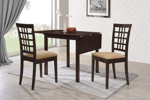 Casual 3-piece Drop Leaf Dining Set Cappuccino and Tan