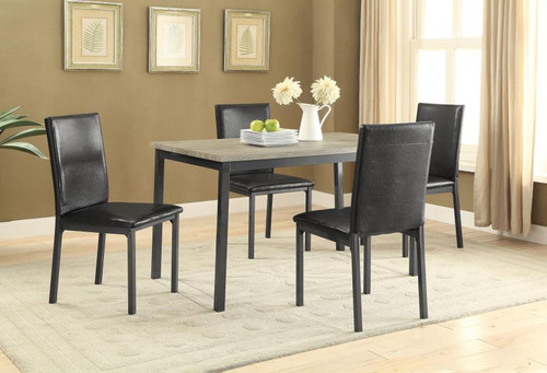 Casual 5-piece Dining Room Set Weathered Grey and Black