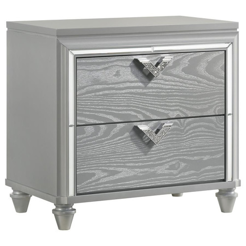 Art Deco Vibe 2-drawer Nightstand Bedside Table Light Silver