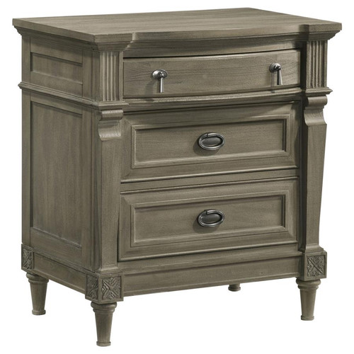 French Neoclassical 3-drawer Nightstand French Grey