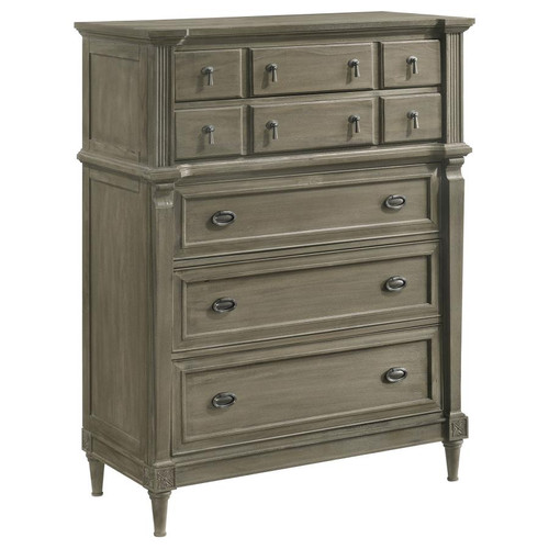 French Neoclassical 5-drawer Bedroom Chest French Grey
